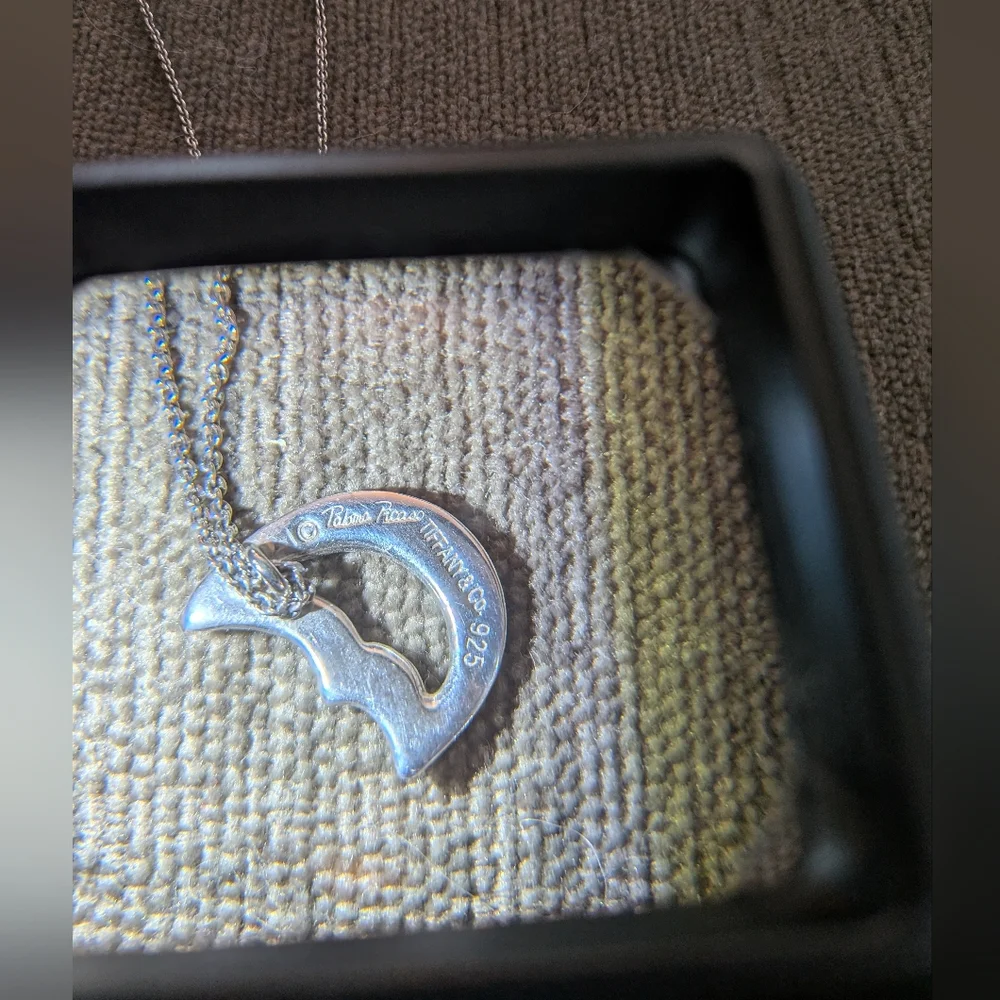 Tiffany & Co 925 Silver Paloma Picasso Crescent Moon Necklace - Picture 5 of 7